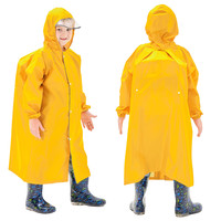 恋织家 Li8JI0l8 儿童雨衣 EVA材质 透气防风 大帽檐 素色土黄色 S码