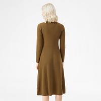 法国拉科斯特 LACOSTE 女装时尚高领针织连衣裙收腰显瘦修身中长款连衣裙