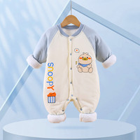 童米粒（TONMEELLY）龙年婴儿衣服红色夹棉连体衣满月百天宝宝衣服拜年服卡通哈衣爬服 加厚围巾小鸭 80cm