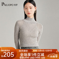 帕罗（PALUOPO）秋季时尚休闲毛衣女士内搭半高领修身坑条提花针织上衣 灰色 95/S