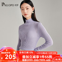 帕罗（PALUOPO）秋季时尚休闲毛衣女士内搭半高领修身坑条提花针织上衣 紫色 105/L