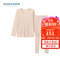 舒雅（SCHIESSER）女士3A抗菌除螨肌底衣系列圆领长袖长裤秋衣秋裤套装E0/23932W 肤色 L【60-65公斤】