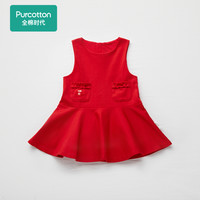 全棉时代童装新年装女童连衣裙红色针织背心裙公主裙 鲜果红