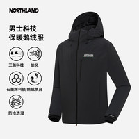 诺诗兰（NORTHLAND）【赤风】硬壳鹅绒服24冬季男士户外防风三防保暖羽绒服NWJEH0703S 纯黑色 170