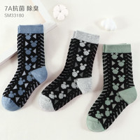 迪士尼儿童秋冬袜子中筒棉防臭袜男女童宝宝运动白短袜 33180- 3双 20-22cm/适合8-10岁