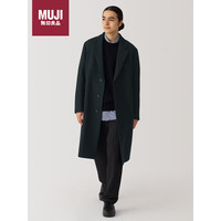 無印良品 MUJI(無印良品 )男式羊毛混切斯特大衣男士毛呢大衣男款 黑色 XL