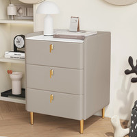 可芝(KERZY)岩板床头高柜子现代简约轻奢高级感皮质储物柜多层卧室床边收纳柜 cm