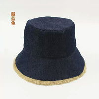 COGIT 双面可戴牛仔休闲柔软毛绒防风保暖百搭纯色渔夫帽