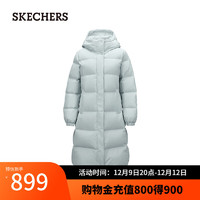 斯凯奇（Skechers）男女款羽绒外套长款防泼水科技防风耐磨冬季保暖P424W061 珍珠蓝/01MZ XL