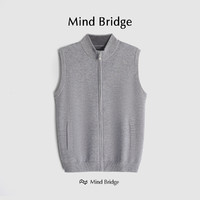 Mind Bridge 绵羊毛叠穿拉链立领开衫马甲羊毛背心男坎肩针织毛衣