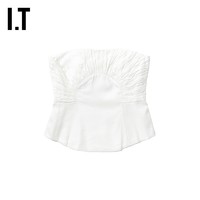 I.T IT Aje.女装修身抹胸上衣新款摩登时髦纯色褶饰露肩胸衣AW1112XN