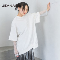 JEANASiS T恤女2024秋冬季时尚破洞宽松简约日系通勤上衣115448