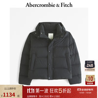 ABERCROMBIE & FITCH男装 24秋冬双门襟立领短款连帽保暖羽绒服KI132-4154 黑色 M (180/100A)