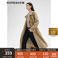 红袖英伦风双排扣两穿领长风衣春秋季新款女装H型时尚高级感气质外套