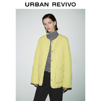 URBAN REVIVO UR2024秋冬女装气质菱格绗缝设计双口袋羽绒服UWM140001 白绿 XL