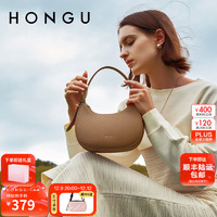 HONGU 红谷 包包女包2023头层牛皮手提包时尚气质高级感单肩斜挎新月包 大象灰