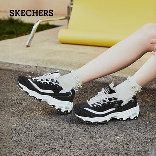 斯凯奇（Skechers）女鞋夏季舒适透气老爹鞋增高厚底百搭休闲熊猫鞋11959 黑色/白色/BKW 35