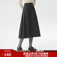 范思蓝恩高腰A字半身裙女加厚中长2024秋冬气质通勤14642 深灰色 L