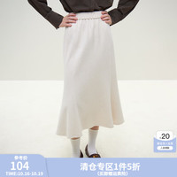 范思蓝恩23FS14724 a字针织半身裙女秋冬中长款鱼尾裙子 米色 S