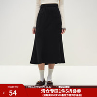 范思蓝恩23FS14724 a字针织半身裙女秋冬中长款鱼尾裙子 黑色 XS
