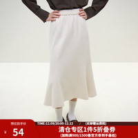 范思蓝恩23FS14724 a字针织半身裙女秋冬中长款鱼尾裙子 米色 XS