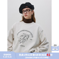 范思蓝恩23FS14395灰色慵懒风宽松卫衣女秋冬季圆领上衣 花灰色 S