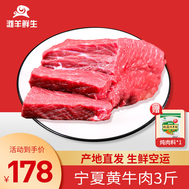 滩羊鲜生 宁夏黄牛肉  3斤黄牛肉