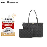 TORY BURCH T MONOGRAM提花女包小号拉链托特包 TB152135-001 礼物