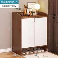 贝柚创意家居鞋柜小户型家用进门口外大容量储物柜玄关收纳柜 拉丝黑橡木色60CM