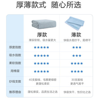 全棉时代纯棉浴巾成人毛巾洗脸家用毛巾柔软不易掉毛洗澡巾浴巾 精梳棉毛圈面巾34cm×76cm云朵灰