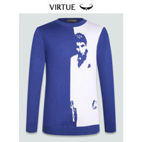 富绅秋冬羊毛男士圆领套头中年针织衫保暖上衣 标准版-蓝灰色FMM43302-517 52