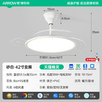 ARROW 箭牌照明 箭牌风扇灯新款隐形超薄客厅卧室一体电扇灯具护眼静音餐厅吊扇灯