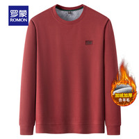 罗蒙（ROMON）含桑蚕丝羊毛圆领卫衣中青年秋冬款长袖保暖打底衫毛衣 桔红 L 170（适合100-125斤）