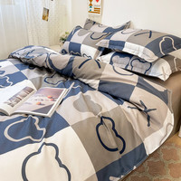 文貴人被套单件四套件可裸睡机洗单人被罩宿舍1.5米磨毛被子套家用 潮流派 2.2床单四套件-被套220*240cm