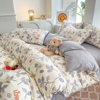 文貴人被套单件四套件可裸睡机洗单人被罩宿舍1.5米磨毛被子套家用 菲菲兔 1.2床单三套件-被套150*200cm