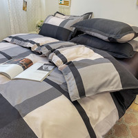 文貴人被套单件四套件可裸睡机洗单人被罩宿舍1.5米磨毛被子套家用 格里斯 150*200cm单被套