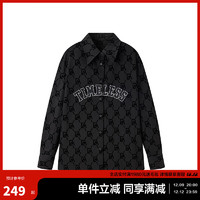 太平鸟女装冬季老花大定位衬衫A3CAD4406 黑色 M