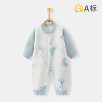 班杰威尔（Banjvall）婴儿衣服秋冬季夹棉连体衣新生儿哈衣爬服0-18个月宝宝保暖睡衣 保暖蓝兔对开哈衣 90码