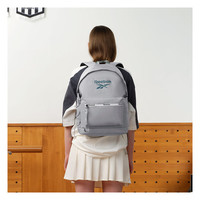 Reebok 简约双肩包男 防泼水通勤电脑包女 书包 灰色