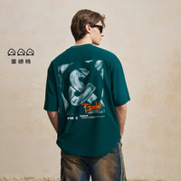 杰克琼斯奥特莱斯秋季重磅纯棉复古字母宽松男士短袖T恤男装 175/96A/M E52 园林绿