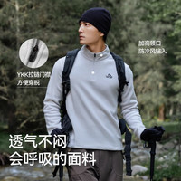 伯希和【P系列】Polartec100抓绒衣女秋冬保暖加绒打底衫男摇粒绒上衣 曜石黑【女】 L
