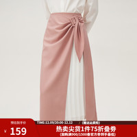 范思蓝恩风琴裙 设计感气质高腰直筒拼接半身裙女中长款24FS11139 粉色 XL