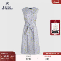 Brooks Brothers BrooksBrothers）女士24早春印花图案休闲圆领收腰无袖连衣裙 9003-藏青色 6