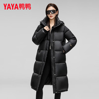 YAYA 鸭鸭羽绒服 奢金系列羽绒服女长款过膝2024冬季新款加厚保暖时尚情侣外套XJ 黑色 155/80A(S)