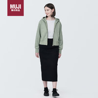 无印良品（MUJI）女式 紧密织 运动衫 卫衣 女士女款 浅绿色-连帽 S 