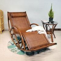 诺韵 藤椅摇椅躺椅阳台家用休闲真藤摇摇椅大人老人客厅庭院藤编逍遥椅NY0141XL 藤席1.7摇椅