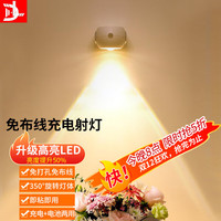 D&L 充电射灯免接线免打孔墙壁灯家用磁吸无线背景墙感应灯免布线壁灯 三色充电两用款配有锂电池-