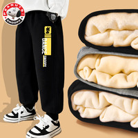 SNOOPY儿童加绒裤2024冬季加厚一体绒棉裤保暖男童裤子秋冬款 【羊胎绒】跳舞努比黑裤 120cm