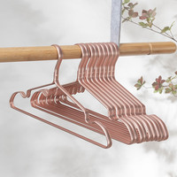四万公里铝合金衣架太空铝加宽加厚衣架宽肩无痕衣挂不生锈10个装玫瑰金 铝合金【玫瑰金 42cm 10只】