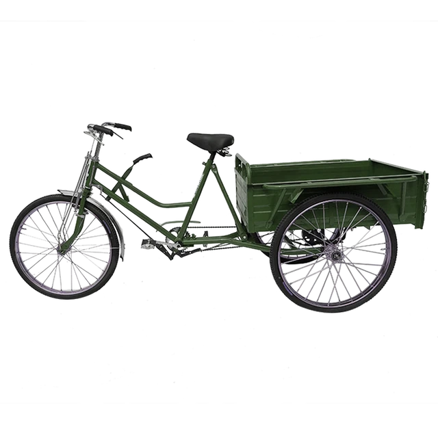 五星（wuxing） 五星80厘米车厢轻便拉货老人自行车脚踏成人三轮车老人代步托架 军绿色